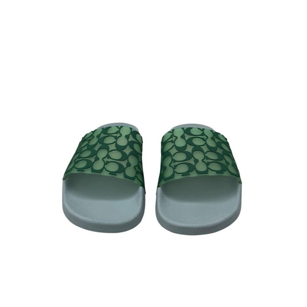 Coach Udele Signature Rubber Slides Green & Waterfall Size 7 - Picture 4 of 10